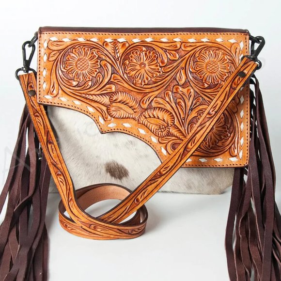 NWT New American Darling Leather Hand Carved Brazilian Cowhide